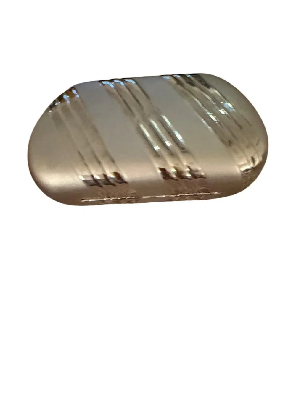 Vintage Womens Ribbed Silver-toned Metal Clutch Bag Snap Detachable Chain Strap
